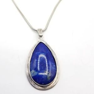 Vintage 925 Lapis Sterling Necklace Snake Chain